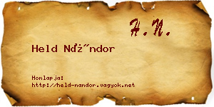 Held Nándor névjegykártya